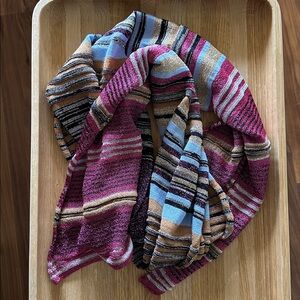 Missoni Multicolor Striped Knit Scarf with Metallic Threads